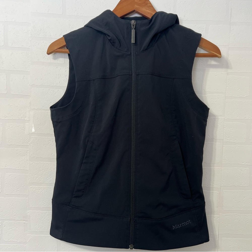 Marmot Black Zip Up Hooded Hiking Outerwear Gorpcore Granola Girl Vest Size XS - Picture 8 of 15